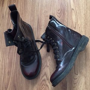 Maroon Lace-up Boots